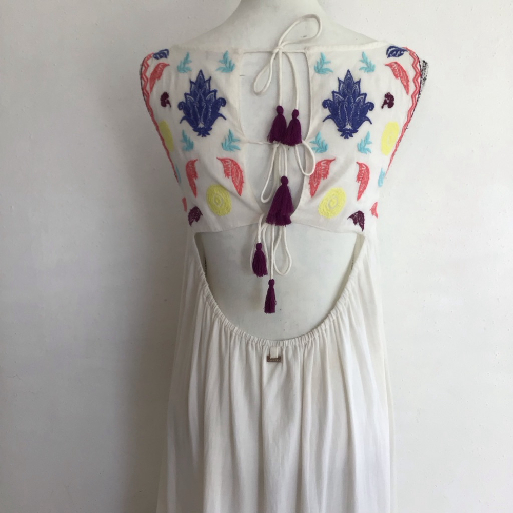 Zingara Women Elegant Fun White Embroidered Maxi Dress S - Picture 9 of 12